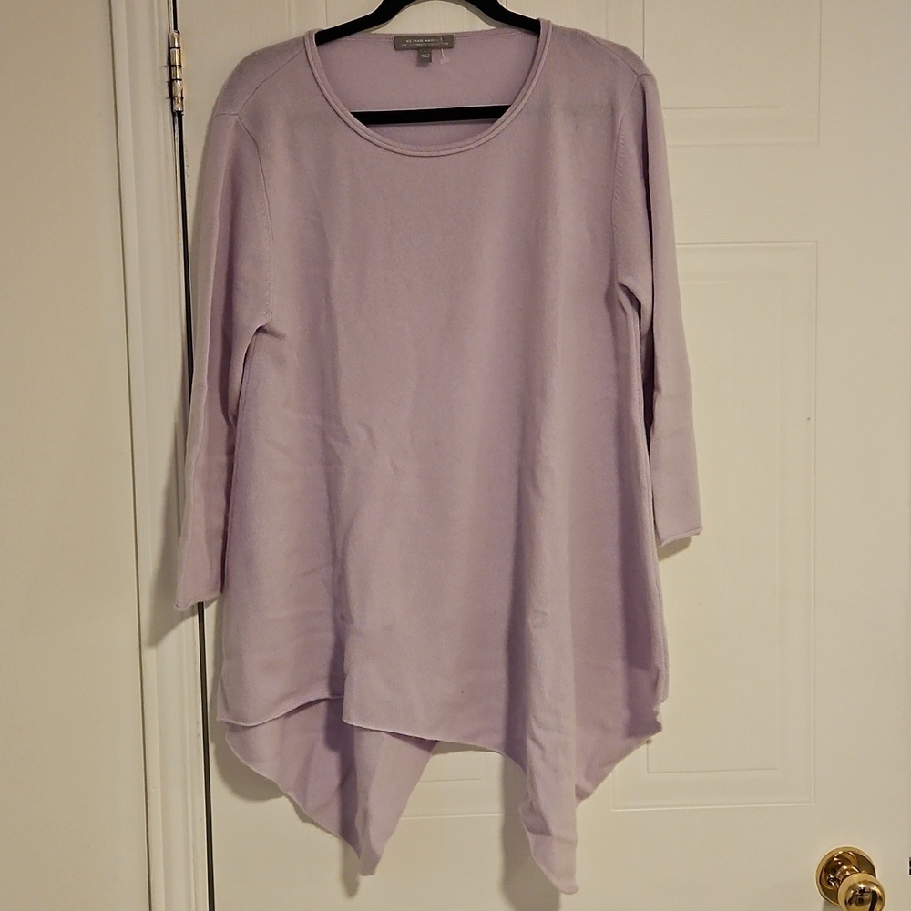 Neiman Marcus 100% Cashmere Womens Lilac Color Sweater Size Large Asymmetric